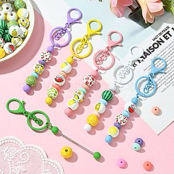 6 個 6 色スプレー塗装合金バービーズキーホルダージュエリーメイキング diy 工芸品  合金カニカンと鉄リング付き  ミックスカラー  15.5~15.8cm  1pc /カラー&nbsp;KEYC-CJ0001-09
