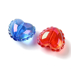 UVメッキ透明アクリルビーズ  虹色の  ハート  ミックスカラー  16.5x19x12mm  穴：3mm&nbsp;AC-CBAEAA8-14