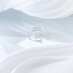 1Pc Letter Brass Rhinestone Open Cuff Rings for Women&nbsp;AJEW-LP0004-47I-S