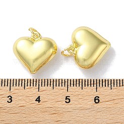 ラックメッキ真鍮チャーム  長持ちメッキ  鉛フリー＆カドミウムフリー  ハート  18KGP本金メッキ  15x15.5x8.5mm  穴：3.4mm&nbsp;X-KK-Z039-32A-G
