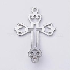 変色しにくい201ステンレススチールリンクコネクター  クロス  ステンレス鋼色  29.5x19.5x1mm  穴：2mm&nbsp;STAS-S061-08A