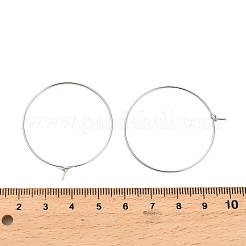 真鍮製フープピアスパーツ  ラウンド  プラチナメッキ  35mm  ピン：0.7mm&nbsp;KK-R112-038E