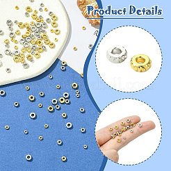 120個6スタイル真鍮ビーズ  フラットラウンド  ミックスカラー  3~5x1.5~2mm  穴：1~2mm  20個/スタイル&nbsp;KK-CJ0003-42