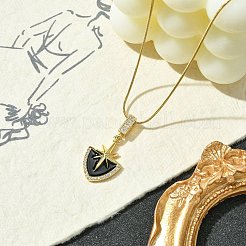 304ステンレススチール、ラインストーン、エナメルペンダントネックレス（女性用）  盾を持つ星  ゴールドカラー  15.98インチ（40.6cm）&nbsp;NJEW-G157-03G