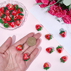 電気メッキ不透明アクリルパーツ30個  苺  サクランボ色  22.5x17x17mm  穴：3.8mm  30個/セット&nbsp;PACR-SC0001-10