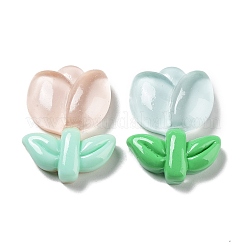 半透明の樹脂カボション  チューリップの花  ミックスカラー  32.5x23x8mm&nbsp;RESI-G084-15