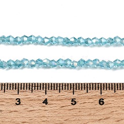 ガラスビーズ連売り  ABカラーメッキ  多面カット  双円錐形  ディープスカイブルー  2.9~3.3x2mm  穴：0.5mm  約135~140個/連  38~40cm&nbsp;LS-EGLA-S056-2mm-03