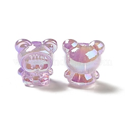 UVメッキレインボー虹色アクリルビーズ  クマの服を着た女の赤ちゃん  スミレ  17.5x16.5x14mm  穴：3.5mm&nbsp;LS-PACR-M002-01D
