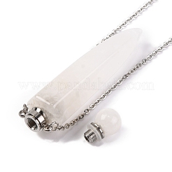 Natural Mixed Stone Bullet Shaped Perfume Bottle Pendant Necklaces&nbsp;G-B089-02P