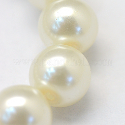 ベーキングペイント、ガラスパールビーズの連  パールカラーの  ラウンド  淡黄色  5~6mm  穴：1mm  約160~170個/連  75~79cm&nbsp;X-HY-Q003-5mm-02
