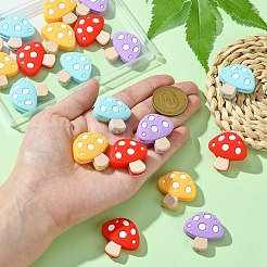 20Pcs 4 Colors Mushroom Food Grade Eco-Friendly Silicone Focal Beads&nbsp;SIL-CJ0001-63
