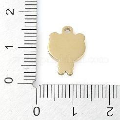 イオンプレーティング（IP）304ステンレスペンダント  手動研磨  クマのチャーム  18KGP本金メッキ  15x10.5x4mm  穴：1.6mm&nbsp;STAS-P366-91A-G