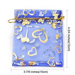 ハートプリントオーガンジーバッグ巾着袋  ギフトバッグ  長方形  ミックスカラー  12x10cm&nbsp;OP-R022-10x12-M
