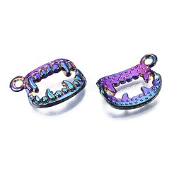 合金ペンダント  カドミウムフリー＆ニッケルフリー＆鉛フリー  歯牙  虹色  12.5x17x3mm  穴：1.6mm&nbsp;PALLOY-N163-043-NR