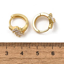 真鍮製フープピアス  クリアキュービックジルコニア  18KGP本金メッキ  長方形  13.5x9x15mm&nbsp;EJEW-S256-03C-G