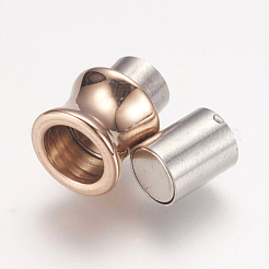 304ステンレススチール製マグネット留め具、接着端付き  花瓶  ローズゴールド  16.5x10mm  穴：6mm&nbsp;STAS-E144-054LRG