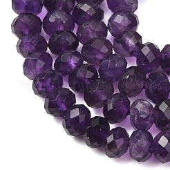 天然石アメジストビーズ連売り  多面カット  ロンデル  6x4.5mm  穴：1mm  約80個/連  14.57''（37センチメートル）&nbsp;GG-CBA59DD-A01-4x6mm