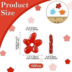 10個の手作りランプワークビーズ  花  ミックスカラー  18~18.5x17~17.5x4~5mm  穴：3~4mm&nbsp;LAMP-YW0001-76