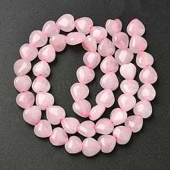 天然石ローズクォーツビーズ連売り  ハート  7.2~9x8.3~8.7x5.2~5.4mm  穴：1mm  約49~50個/連  15.35インチ（39cm）&nbsp;G-E560-N01