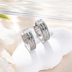 サンドフラッシュ 304 ステンレススチール フープピアス 女性用  ラウンド  ステンレス鋼色  13x4mm&nbsp;EJEW-M001-22P