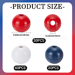 100Pcs 3 Colors Spray Painted Round Natural Schima Wood Beads&nbsp;WOOD-SP0001-95