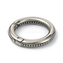 チベットスタイル 316 外科用ステンレス鋼スプリングゲートリング  丸いリング  アンティークシルバー  23.5x3.4mm&nbsp;STAS-E191-02AS-02