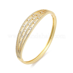 Brass Micro Pave Clear Cubic Zirconia Hinged Bangles for Women&nbsp;BJEW-H202-01G