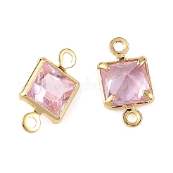 SHEGRACE Brass Pave Cubic Zirconia Square Connector Charms&nbsp;XGRQ2O093-440E-G