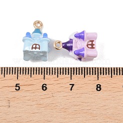 合金エナメルチャーム  家のチャーム  ゴールドカラー  ミックスカラー  16x10.5x10mm  穴：1.5mm&nbsp;ENAM-A012-07G