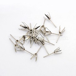 変色しにくい304ステンレススチールスタッドピアス金具  ステンレス鋼色  6x6x6mm  ピン：0.8mm&nbsp;STAS-N036-04A