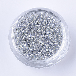 ガラスシリンダービーズ  シードビーズ  銀並ぶ  丸い穴  銀  1.5~2x1~2mm  穴：0.8mm  約8000個/袋  約85~95 G /袋&nbsp;SEED-Q036-01A-A09