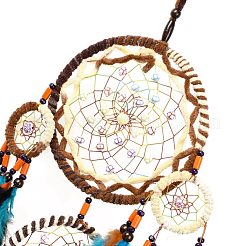 Indian Style ABS Woven Web/Net with Feather Pendant Decorations&nbsp;AJEW-B016-06