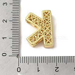 真鍮ビーズ  カドミウムフリー＆鉛フリー  クリアキュービックジルコニア  文字k  20x14.5x5.5mm  穴：4.5x2.5mm&nbsp;KK-D098-04K-G