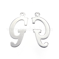 変色しにくい304ステンレススチールの文字ペンダント  文字.g  ステンレス鋼色  18x8x0.8mm  穴：1mm&nbsp;STAS-F039-01G-P