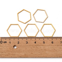304ステンレススチールリンクリング  六角  ゴールドカラー  16x18x0.8mm&nbsp;X-STAS-S079-25B