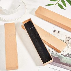 紙ボール紙のアクセサリー箱  ネックレスボックス  長方形  砂茶色  21x4.5x3.1cm&nbsp;CBOX-NB0001-13