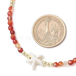 Summer Beach Natural Carnelian Round Beaded Necklaces&nbsp;NJEW-JN05262-04
