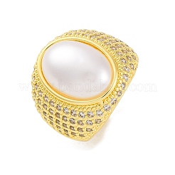 Brass Micro Pave Clear Cubic Zirconia Cuff Rings for Women&nbsp;RJEW-Q009-03G