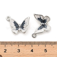 メッキ合金エナメルチャームラック  バタフライチャーム  プラチナ  14x17.5x4.5mm  穴：1.4mm&nbsp;PALLOY-Q005-12P