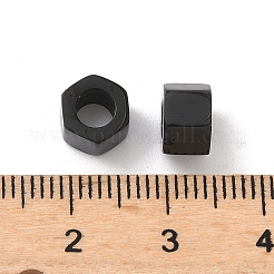316サージカルステンレススチール製ヨーロピアンスタイルビーズ  大穴ビーズ  手動研磨  イオンプレーティング（ip）  六角  ブラック  7x7.5x5mm  穴：4.5mm&nbsp;STAS-L307-16EB