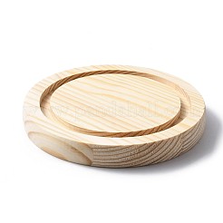 木製ディスプレイベース  クローシュベルジャー用  フラットラウンド  古いレース  125x16mm&nbsp;AJEW-WH0299-57C-01