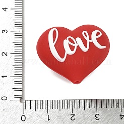 バレンタインデーのシリコンビーズ  単語「love」付けのハート  焦点ビーズ  レッド  26x30x17mm  穴：2mm&nbsp;SIL-H010-02