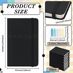 PUレザーノート20冊  長方形  ペット用付箋100枚付き  ブラック  143x93x14mm&nbsp;AJEW-WA0001-36C