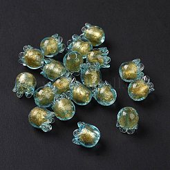 Handmade Gold Foil Lampwork Glass Beads&nbsp;X1-LAMP-G158-02D