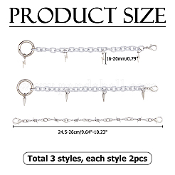 6Pcs 3 Style Aluminum Boot Strap Chains&nbsp;HJEW-HS00095