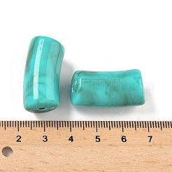 アクリル天然石風ビーズ  カーブチューブ  ツートン  ターコイズ  29x14x14.5mm  穴：2.5mm&nbsp;X-MACR-K359-66C