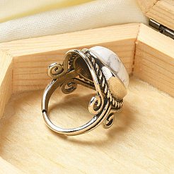 Natural & Synthetic Gemstone Adjustable Rings&nbsp;RJEW-I108-01AS