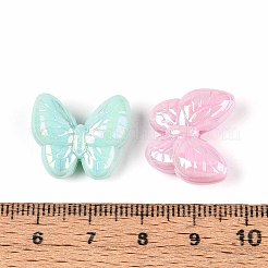不透明なアクリルビーズ  ABカラーメッキ  蝶  ミックスカラー  17x19.5x7.5mm  穴：2.2mm  約375個/500g&nbsp;OACR-N150-14