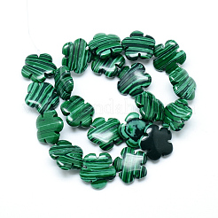 合成マラカイトビーズ連売り  花  15.5~16x16x6mm  穴：1mm  約25個/連  15.1インチ&nbsp;G-T003-16mm-06