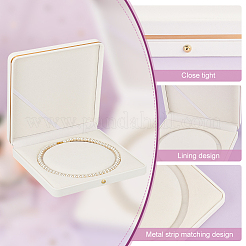 Square PU Leather Pearl Necklace Box&nbsp;LBOX-WH0002-06B